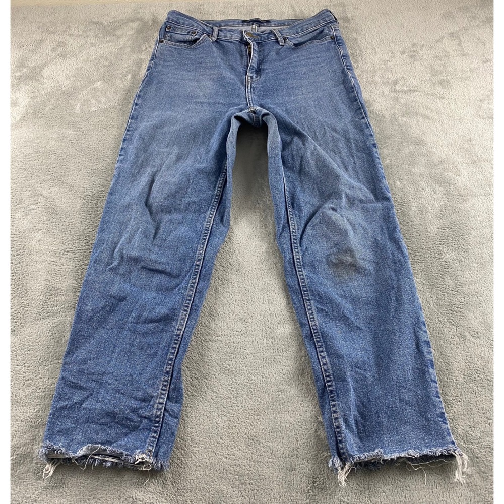 Calvin Klein Jeans Womens 29 Blue Straight Leg High Rise Raw Hem Med Wash Pant